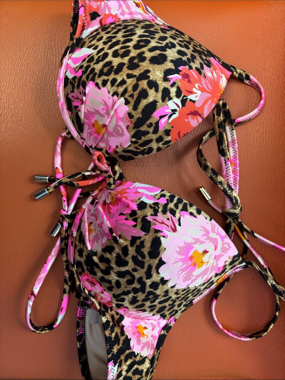 Victoria’s Secret Floral Leopard Print Bikini Top - Pink, Underwire